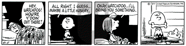 Peanuts on Friday August 5, 1977 Comic Strip