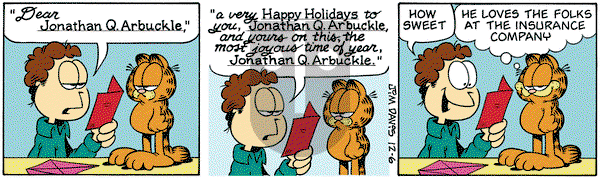 Garfield - Thursday December 6, 2001 Comic Strip