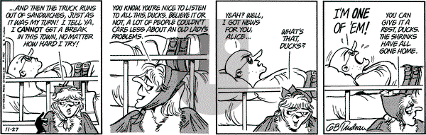 Doonesbury on Friday November 27, 1987 Comic Strip