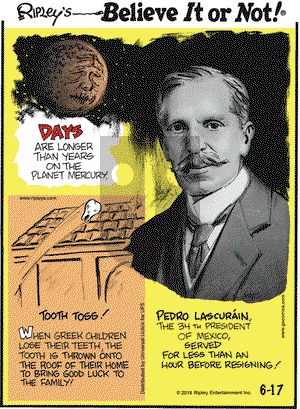 Ripley's Believe It or Not on Friday June 17, 2016 Comic Strip