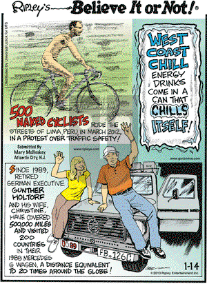 Ripley's Believe It or Not on Monday January 14, 2013 Comic Strip