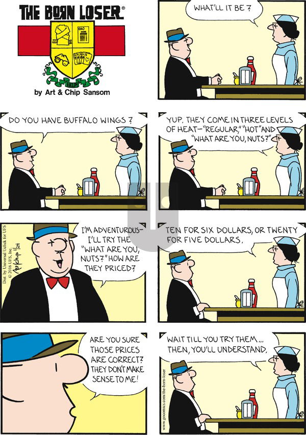 The Born Loser on Sunday January 24, 2016 Comic Strip