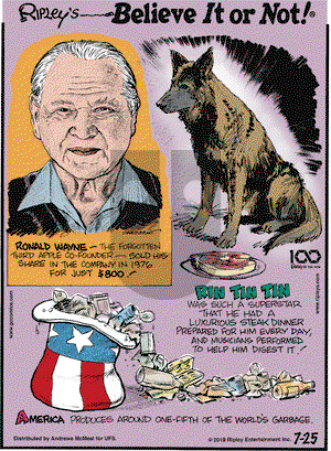 Ripley's Believe It or Not on Thursday July 25, 2019 Comic Strip