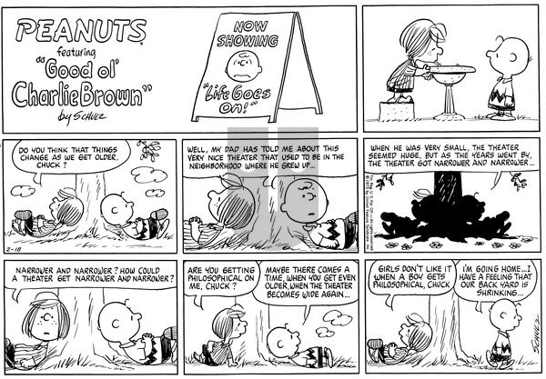 Peanuts on Sunday February 18, 1973 Comic Strip