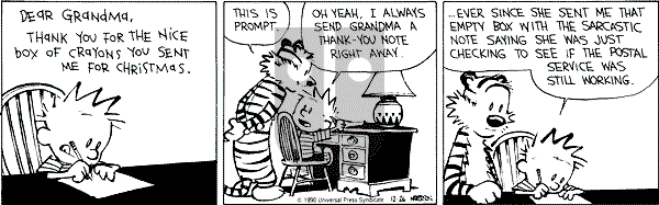 Calvin and Hobbes - Wednesday December 26, 1990 Comic Strip