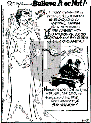 Ripley's Believe It or Not on Saturday September 13, 2003 Comic Strip