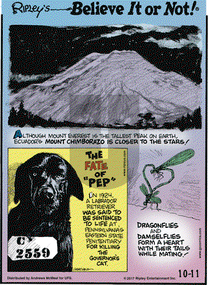 Ripley's Believe It or Not on Wednesday October 11, 2017 Comic Strip