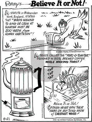 Ripley's Believe It or Not - Monday August 21, 2000 Comic Strip