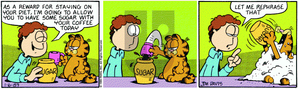 Garfield on Friday January 6, 1989 Comic Strip