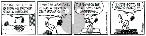 Peanuts on Saturday July 15, 1978 Comic Strip