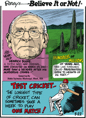 Ripley's Believe It or Not on Saturday May 22, 2010 Comic Strip