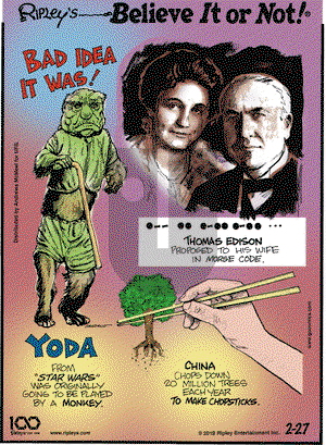 Ripley's Believe It or Not on Wednesday February 27, 2019 Comic Strip