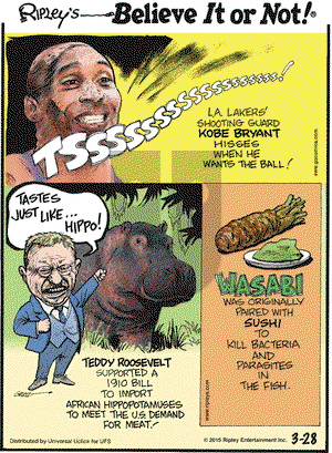 Ripley's Believe It or Not on Saturday March 28, 2015 Comic Strip