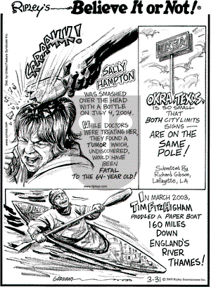 Ripley's Believe It or Not on Thursday March 31, 2005 Comic Strip