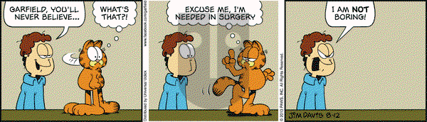 Garfield on Monday August 12, 2013 Comic Strip