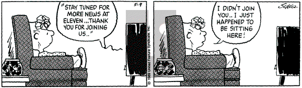 Peanuts on Tuesday May 9, 1989 Comic Strip