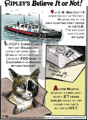 Ripley's Believe It or Not - Tuesday July 30, 2024 Comic Strip