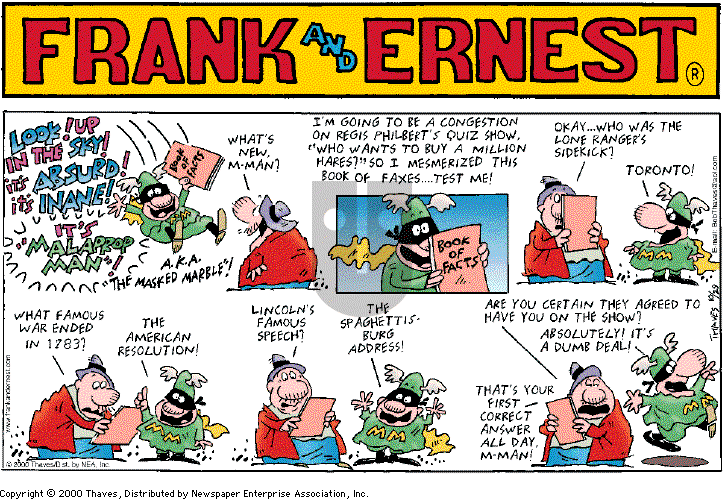 Frank and Ernest on Sunday October 29, 2000 Comic Strip