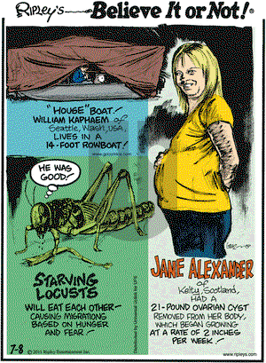 Ripley's Believe It or Not on Friday July 8, 2011 Comic Strip
