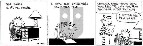 Calvin and Hobbes on Tuesday December 5, 1995 Comic Strip