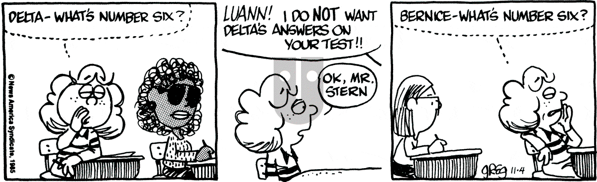Luann - Monday November 4, 1985 Comic Strip