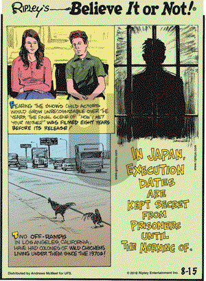 Ripley's Believe It or Not on Wednesday August 15, 2018 Comic Strip