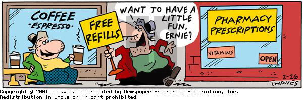Frank and Ernest on Monday February 26, 2001 Comic Strip