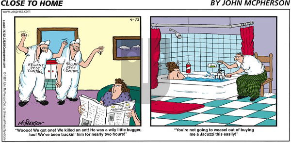 Close to Home on Sunday April 13, 1997 Comic Strip