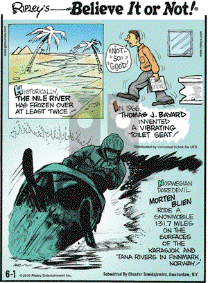 Ripley's Believe It or Not on Wednesday June 1, 2016 Comic Strip