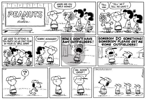Peanuts on Sunday April 25, 1965 Comic Strip