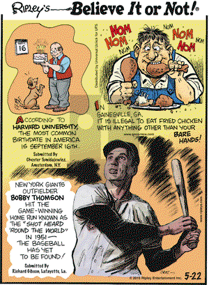 Ripley's Believe It or Not on Friday May 22, 2015 Comic Strip