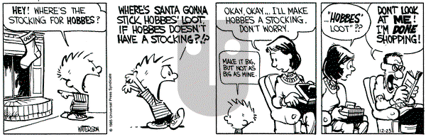 Calvin and Hobbes on Monday December 23, 1985 Comic Strip