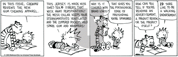 Calvin and Hobbes on Wednesday April 26, 1995 Comic Strip