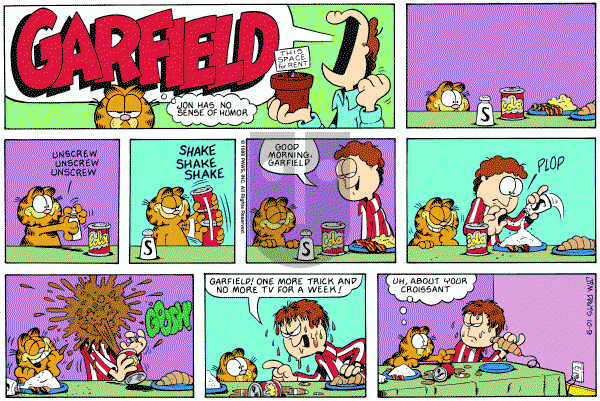 Garfield on Sunday October 9, 1988 Comic Strip