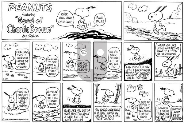 Peanuts on Sunday June 25, 1978 Comic Strip