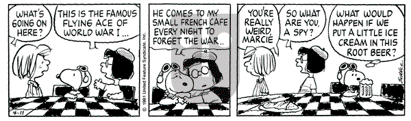 Peanuts on Thursday April 11, 1991 Comic Strip
