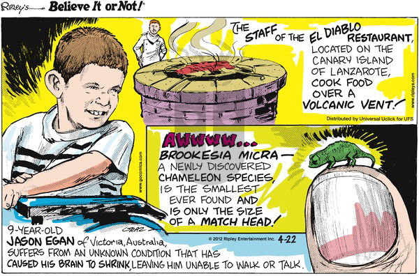Ripley's Believe It or Not on Sunday April 22, 2012 Comic Strip