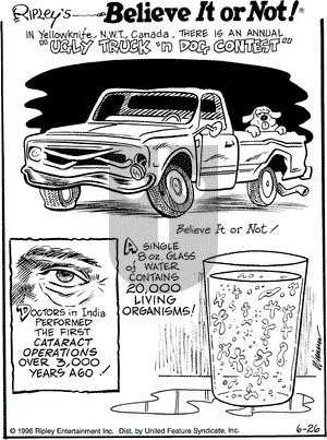 Ripley's Believe It or Not on Wednesday June 26, 1996 Comic Strip