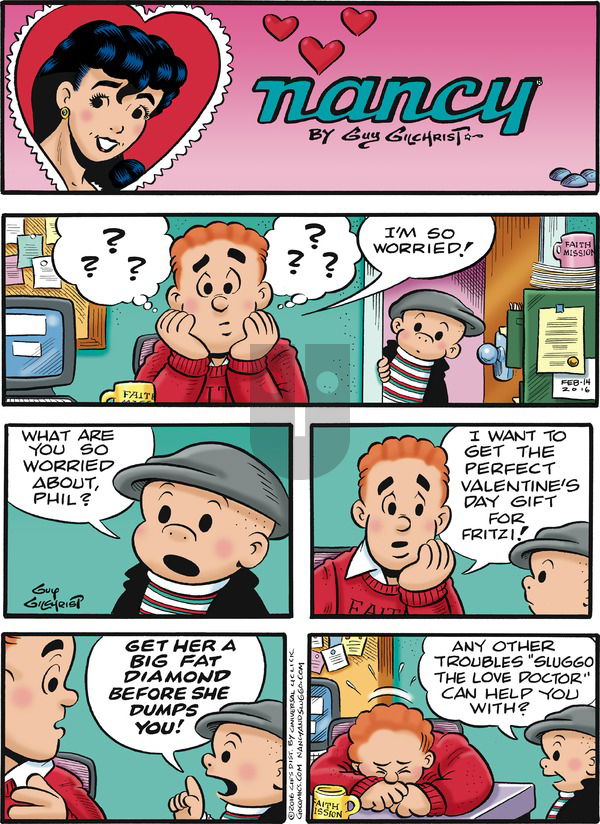 Nancy on Sunday February 14, 2016 Comic Strip