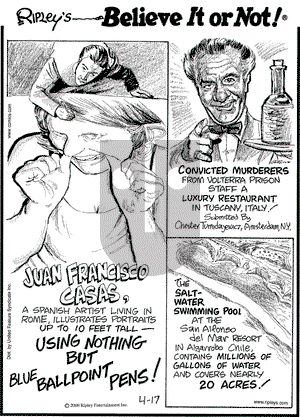Ripley's Believe It or Not on Thursday April 17, 2008 Comic Strip