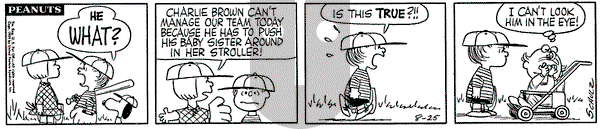 Peanuts on Tuesday August 25, 1959 Comic Strip