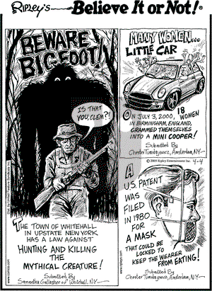 Ripley's Believe It or Not on Monday April 4, 2005 Comic Strip