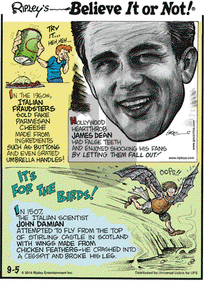 Ripley's Believe It or Not on Friday September 5, 2014 Comic Strip