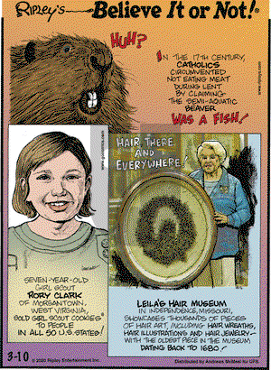 Ripley's Believe It or Not on Tuesday March 10, 2020 Comic Strip