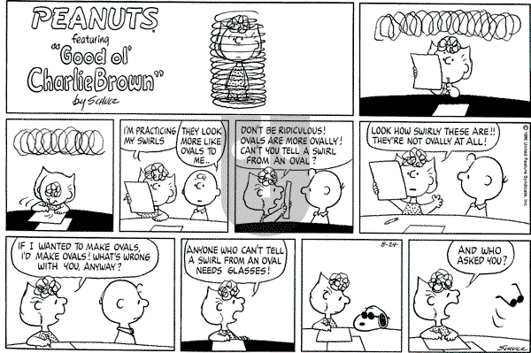 Peanuts - Sunday August 24, 1980 Comic Strip