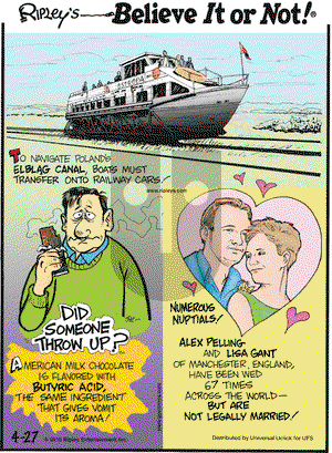 Ripley's Believe It or Not on Monday April 27, 2015 Comic Strip