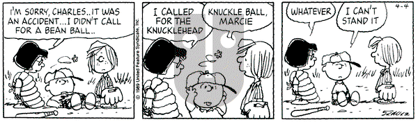 Peanuts on Tuesday April 4, 1989 Comic Strip