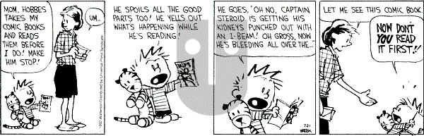 Calvin and Hobbes - Tuesday July 21, 1992 Comic Strip