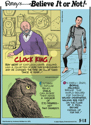 Ripley's Believe It or Not on Monday May 18, 2020 Comic Strip