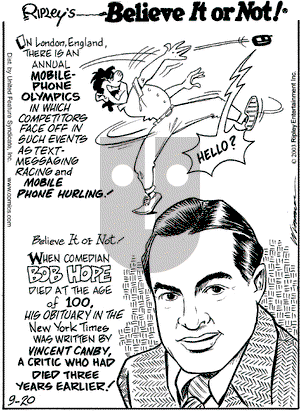 Ripley's Believe It or Not on Saturday September 20, 2003 Comic Strip